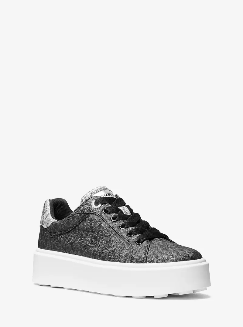 MK Sneaker Romey bicolore con plateau e logo metallizzato - Nero - Michael Kors