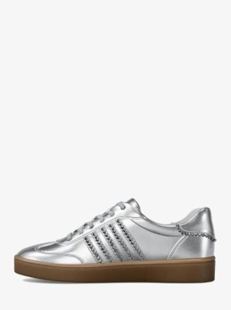 MK Sneaker Scotty in pelle metallizzata con decorazioni - Argento - Michael Kors miniatura 3