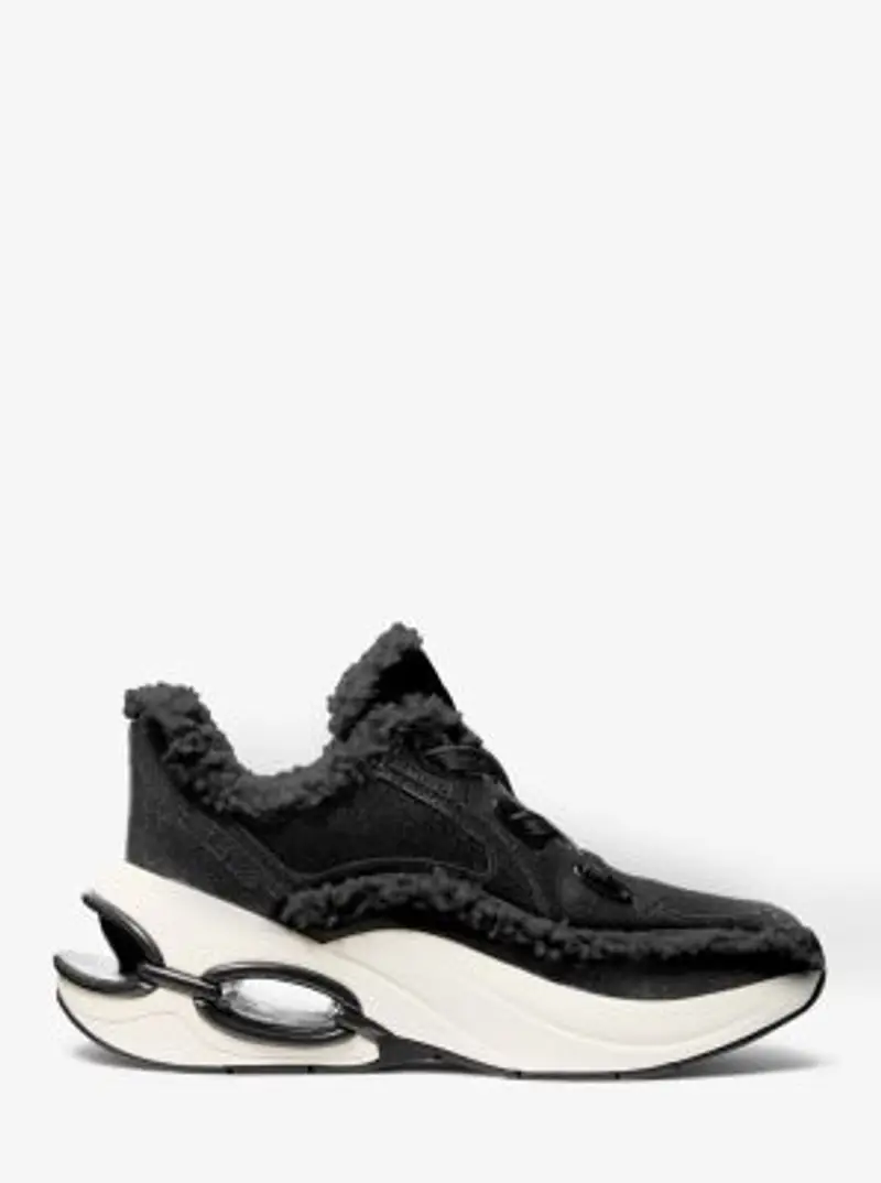 MK Sneaker Toni in pelle effetto consumato e sherpa - Nero - Michael Kors miniatura 2