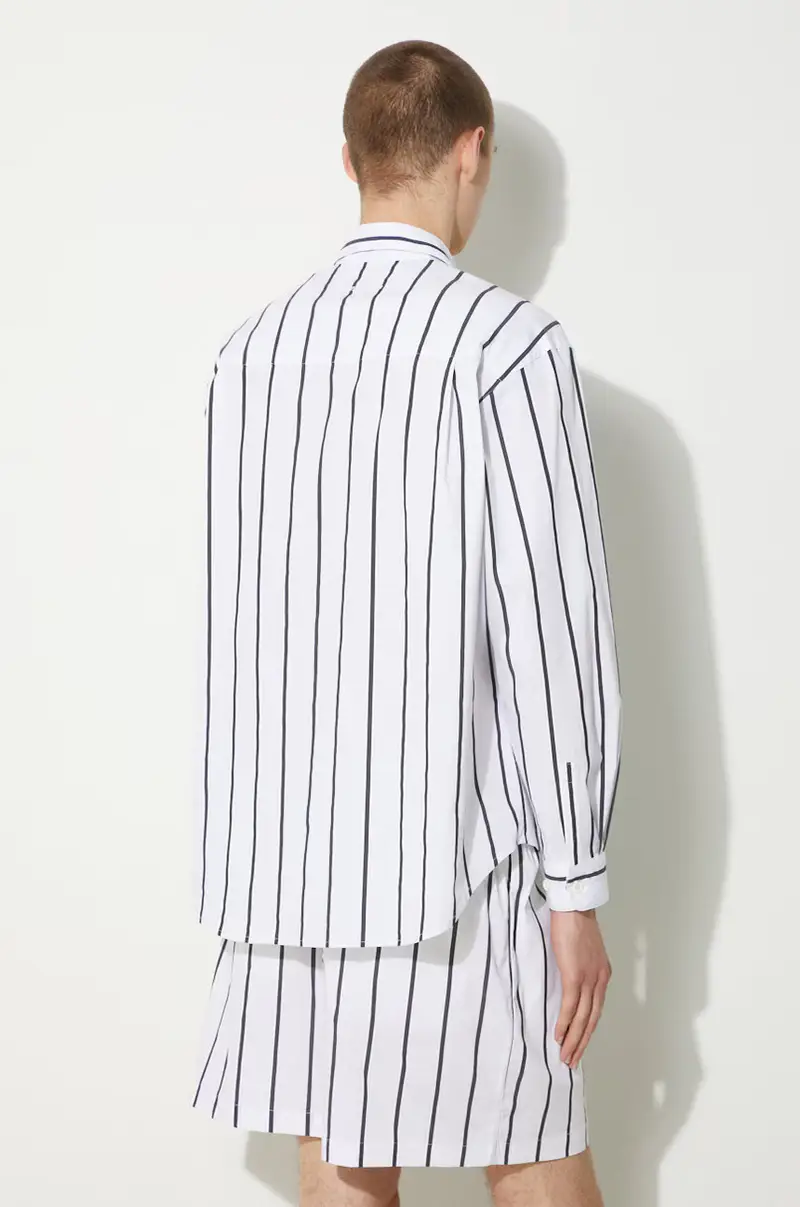 camicia in cotone Striped Dress Shirt uomo colore nero STRIPED.DRESS.SHIRT Bianco miniatura 3