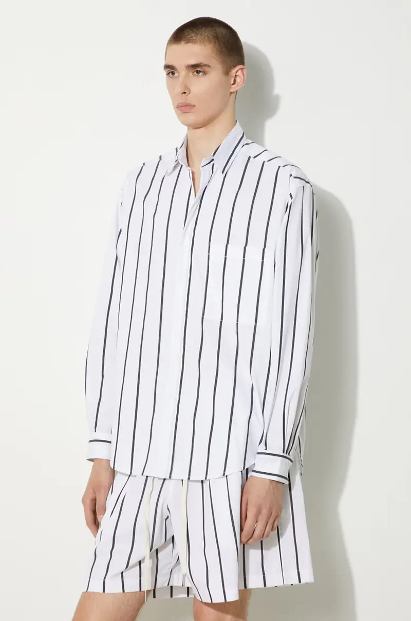 camicia in cotone Striped Dress Shirt uomo colore nero STRIPED.DRESS.SHIRT Bianco miniatura 4