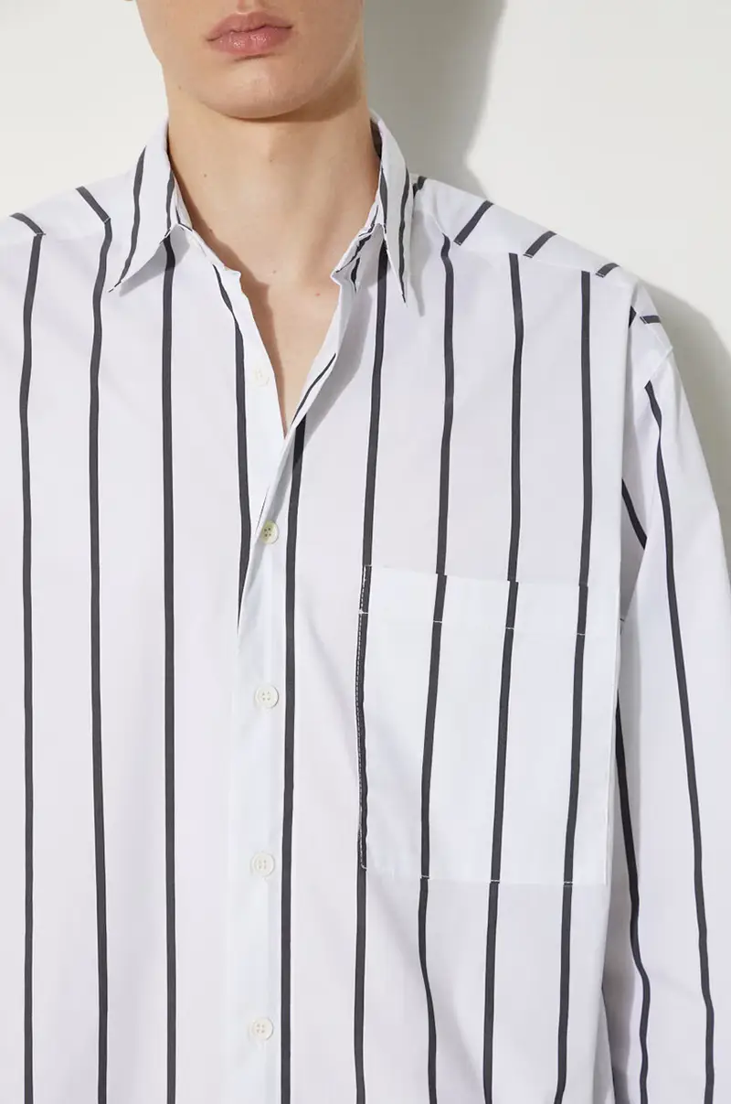 camicia in cotone Striped Dress Shirt uomo colore nero STRIPED.DRESS.SHIRT Bianco miniatura 5