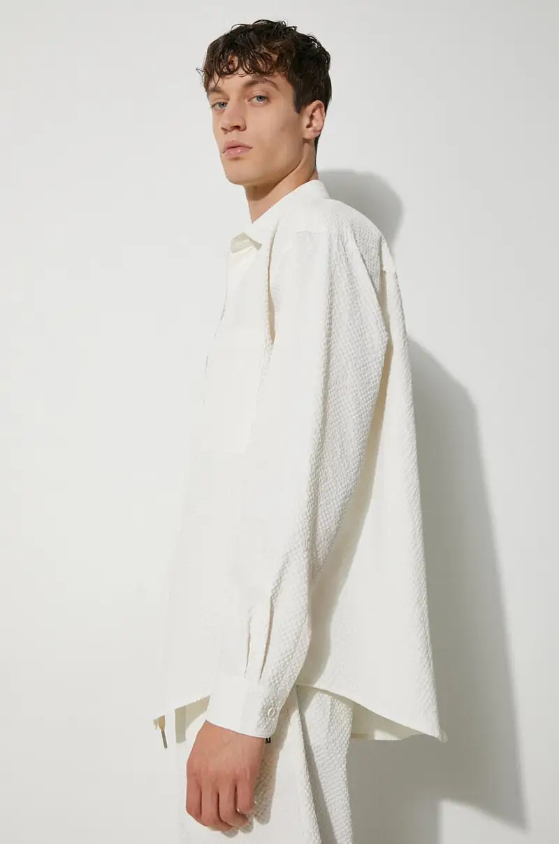 camicia Seersucker Dress Shirt uomo colore beige SEERSUCKER.DRESS.SHIRT