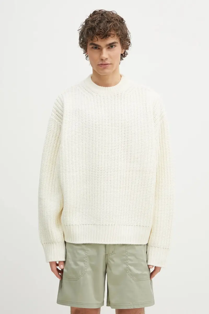 maglione in misto lana Chunky Rib Knit Crewneck uomo colore beige CHUNKY.RIB.KNIT.CREWNE
