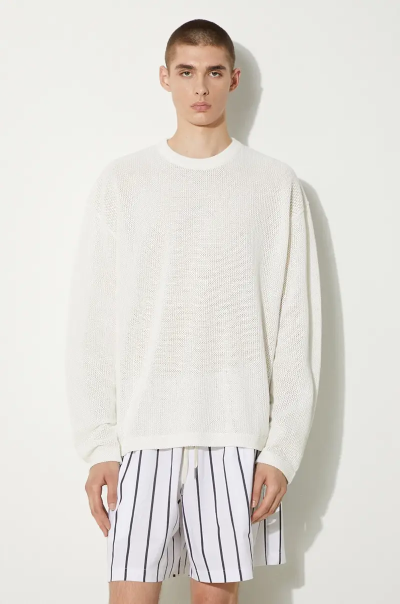 top a maniche lunghe in cotone Loose Gauge Long Sleeve colore bianco LOOSE.GAUGE.LONG.SLEEVE