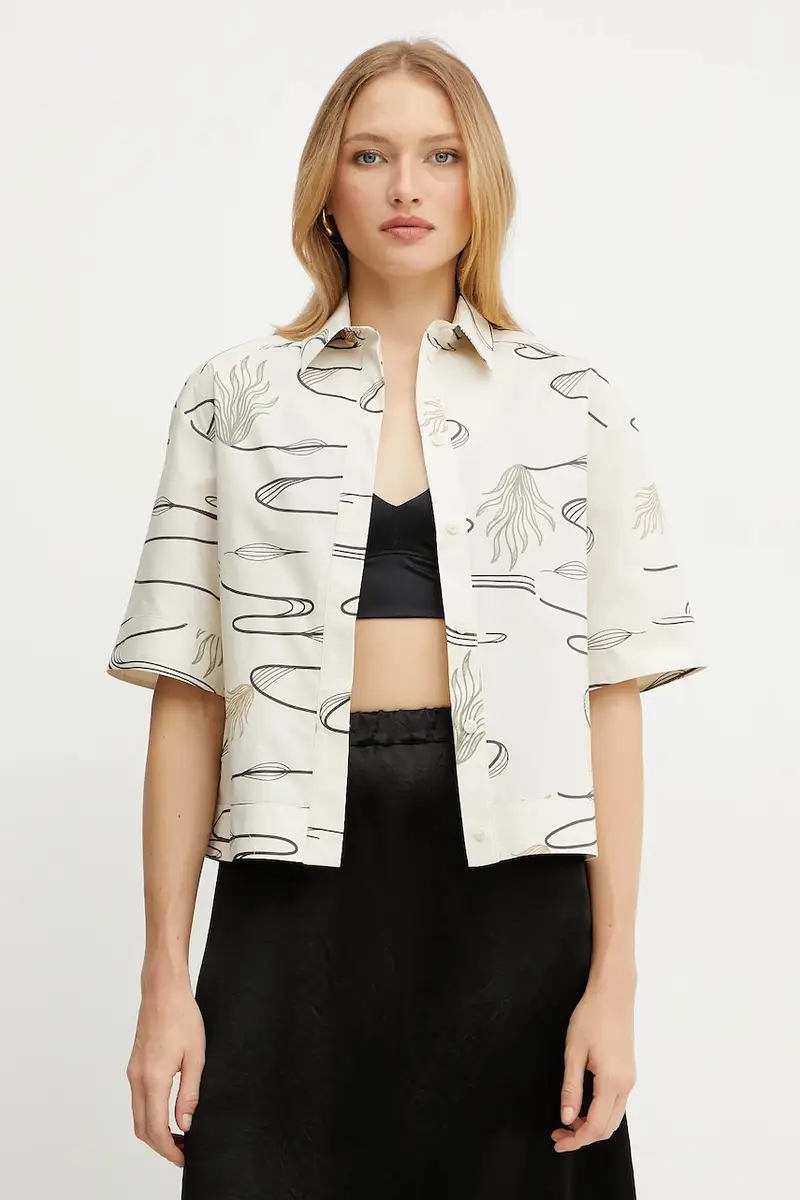 camicia in cotone donna colore beige 2516111038600