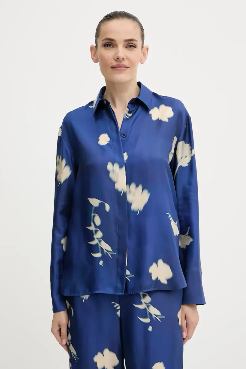camicia in seta ERACLEA donna colore blu 2526116057600