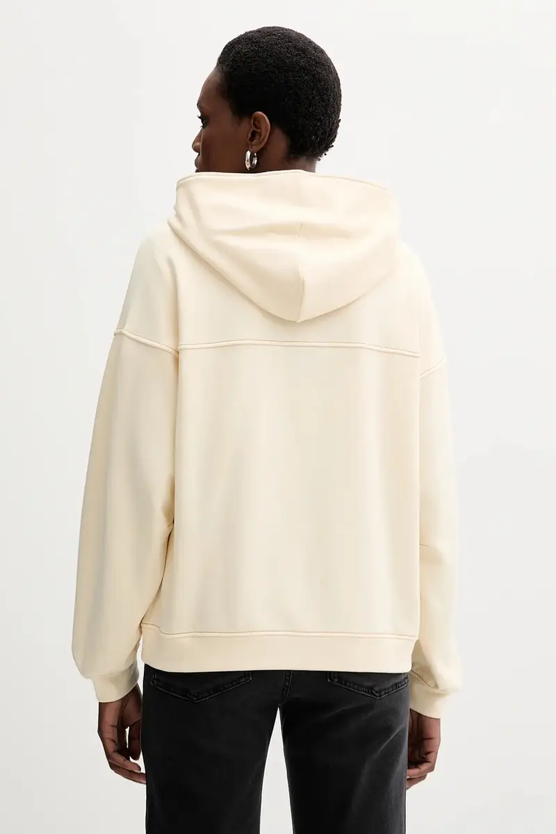 felpa YALE donna colore beige con cappuccio con applicazione 2526926047600 miniatura 3