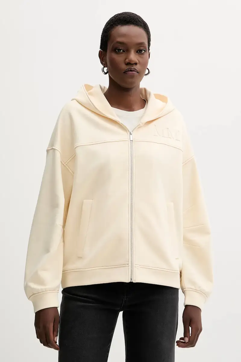 felpa YALE donna colore beige con cappuccio con applicazione 2526926047600