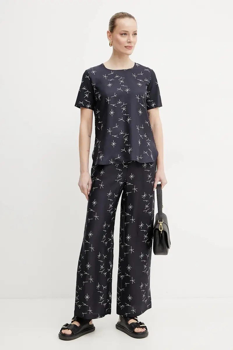 Max Mara Leisure blusa con una miscela di seta donna colore blu navy 2516941087600 miniatura 2