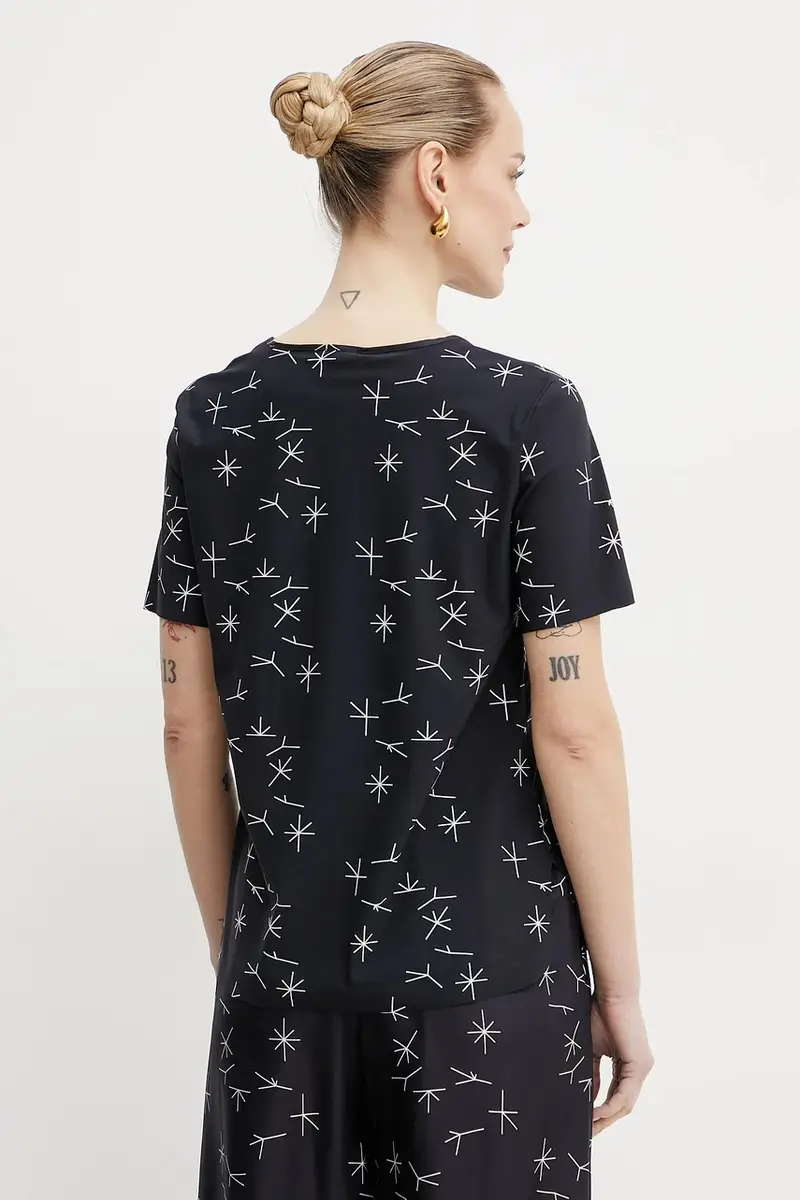 Max Mara Leisure blusa con una miscela di seta donna colore blu navy 2516941087600 miniatura 3