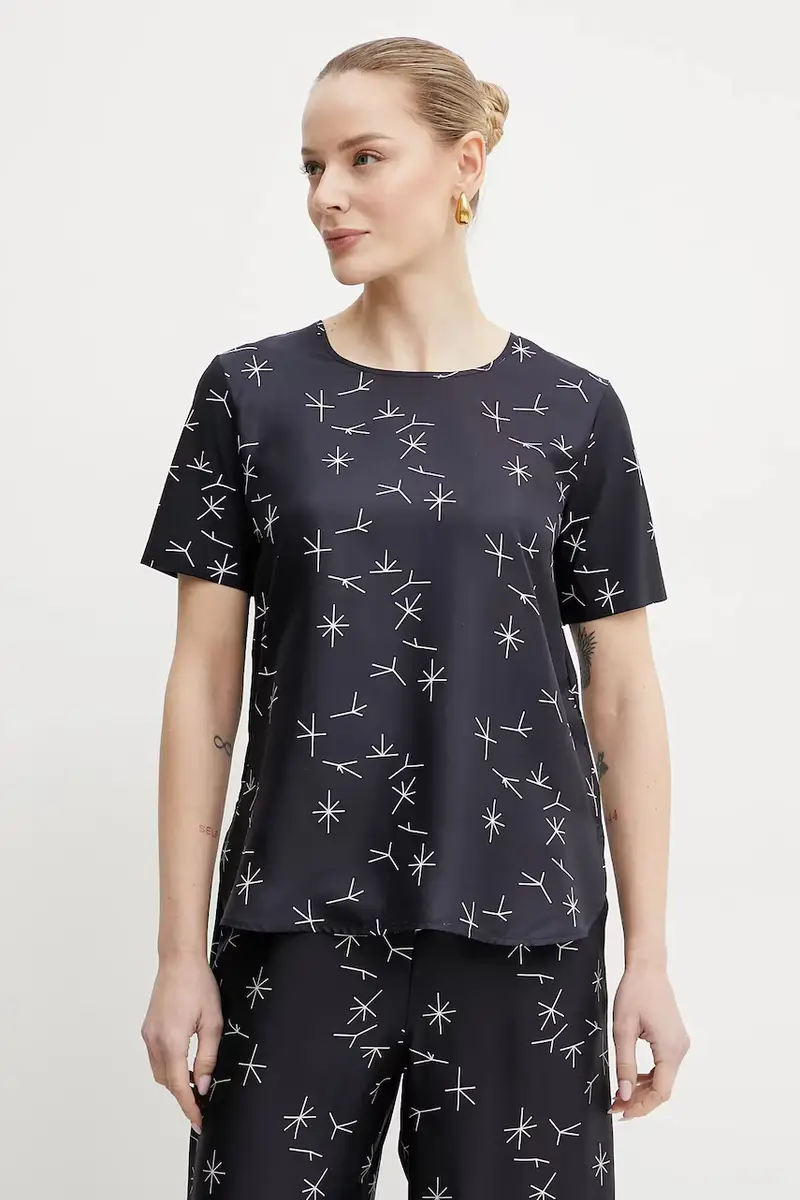 Max Mara Leisure blusa con una miscela di seta donna colore blu navy 2516941087600