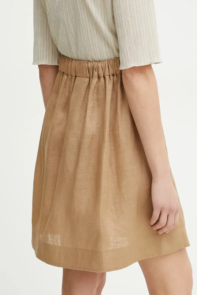 Max Mara Leisure gonna di lino colore marrone 2516101018600 miniatura 3