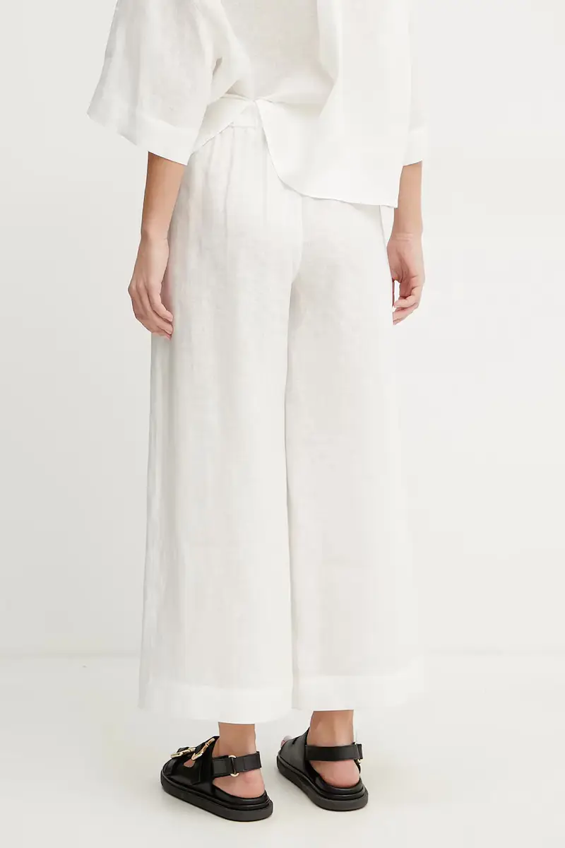 Max Mara Leisure pantaloni in lino donna colore bianco 2516131018600 miniatura 3