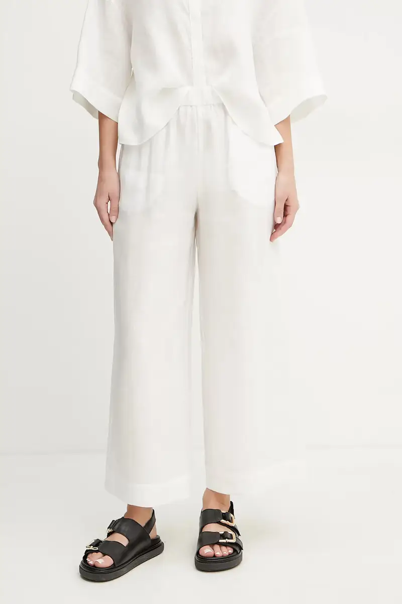 Max Mara Leisure pantaloni in lino donna colore bianco 2516131018600