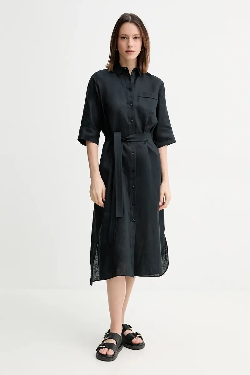 Max Mara Leisure vestito di lino colore nero 2516221028600