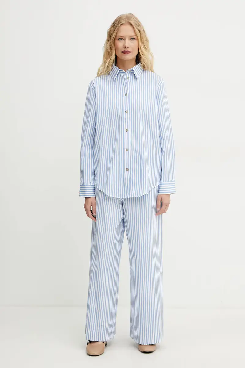 pantaloni in cotone donna colore blu 2516131028600 miniatura 2