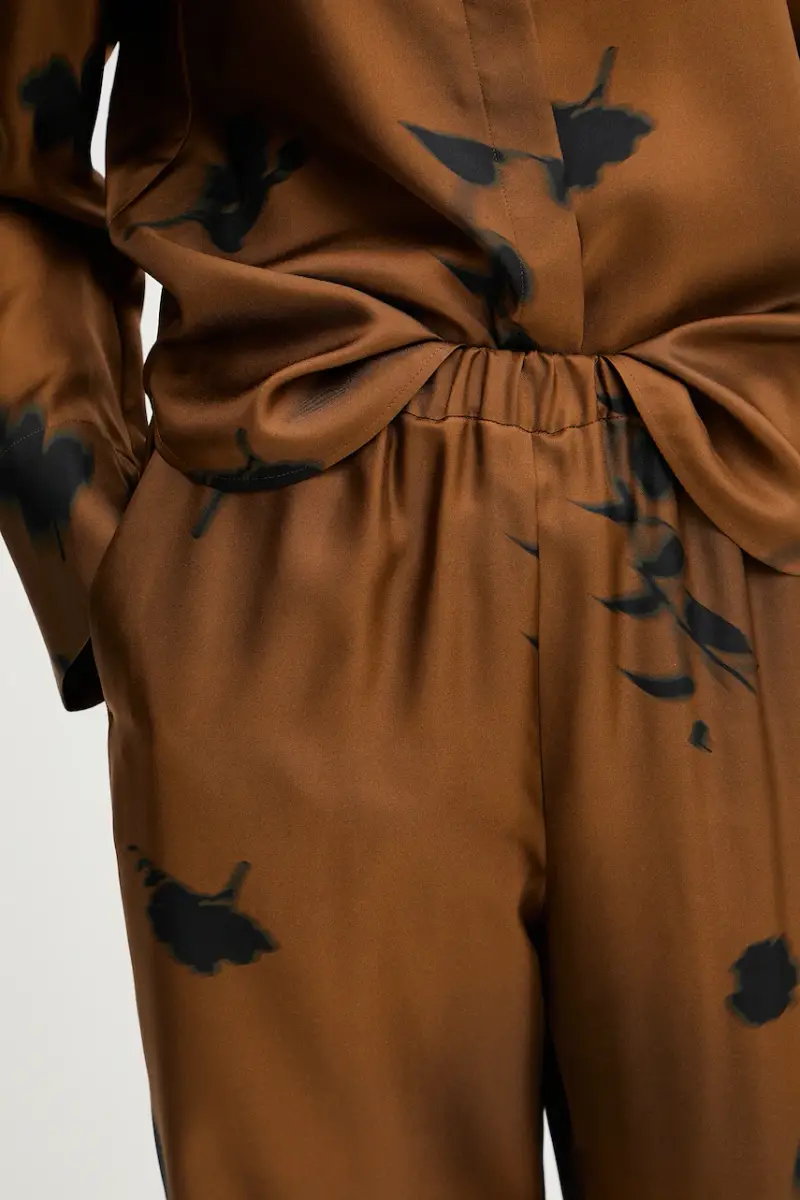 pantaloni in seta HELGA donna colore marrone 2526136037600 miniatura 3