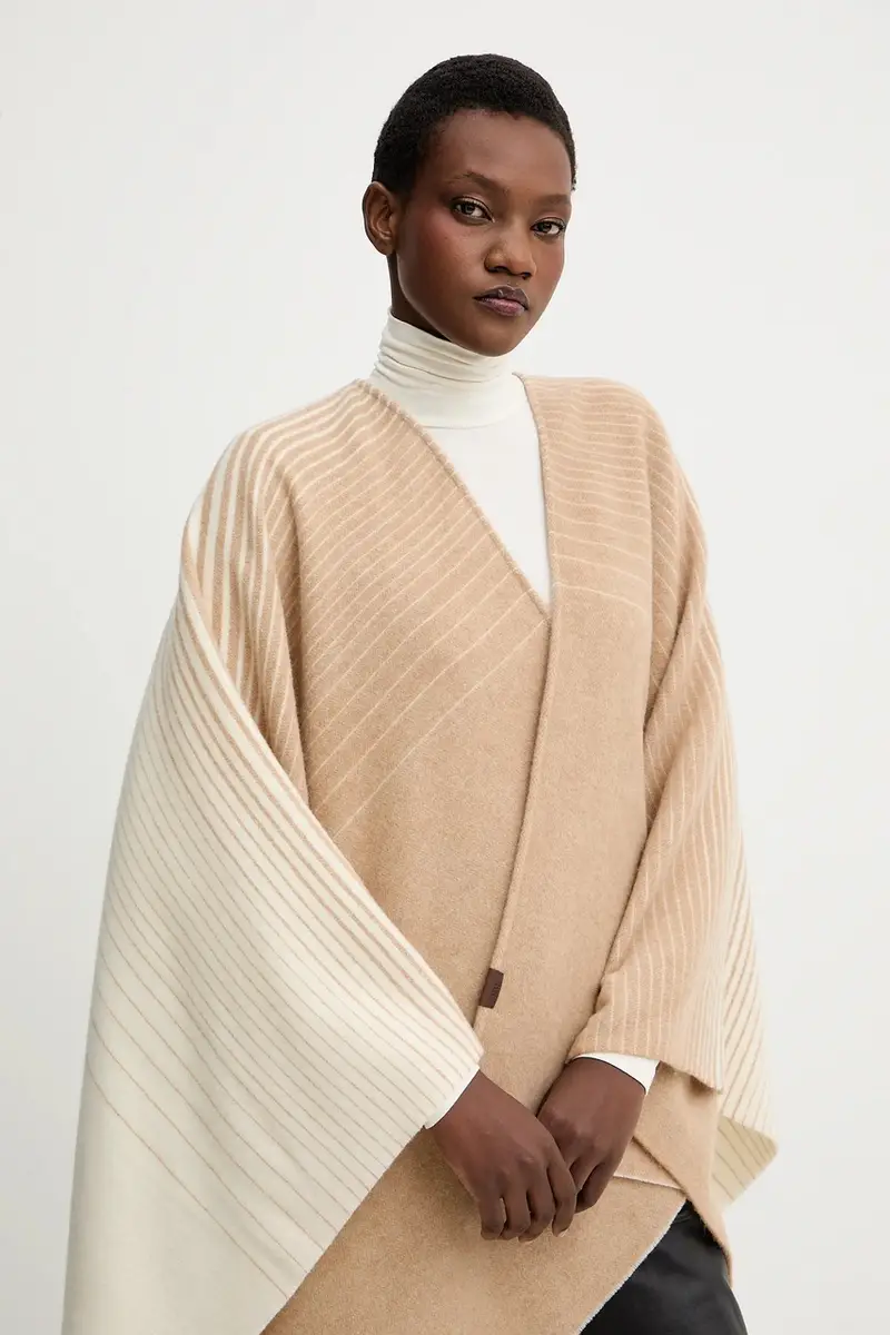 poncho in contone BRENTA colore beige 2526546028600 miniatura 4