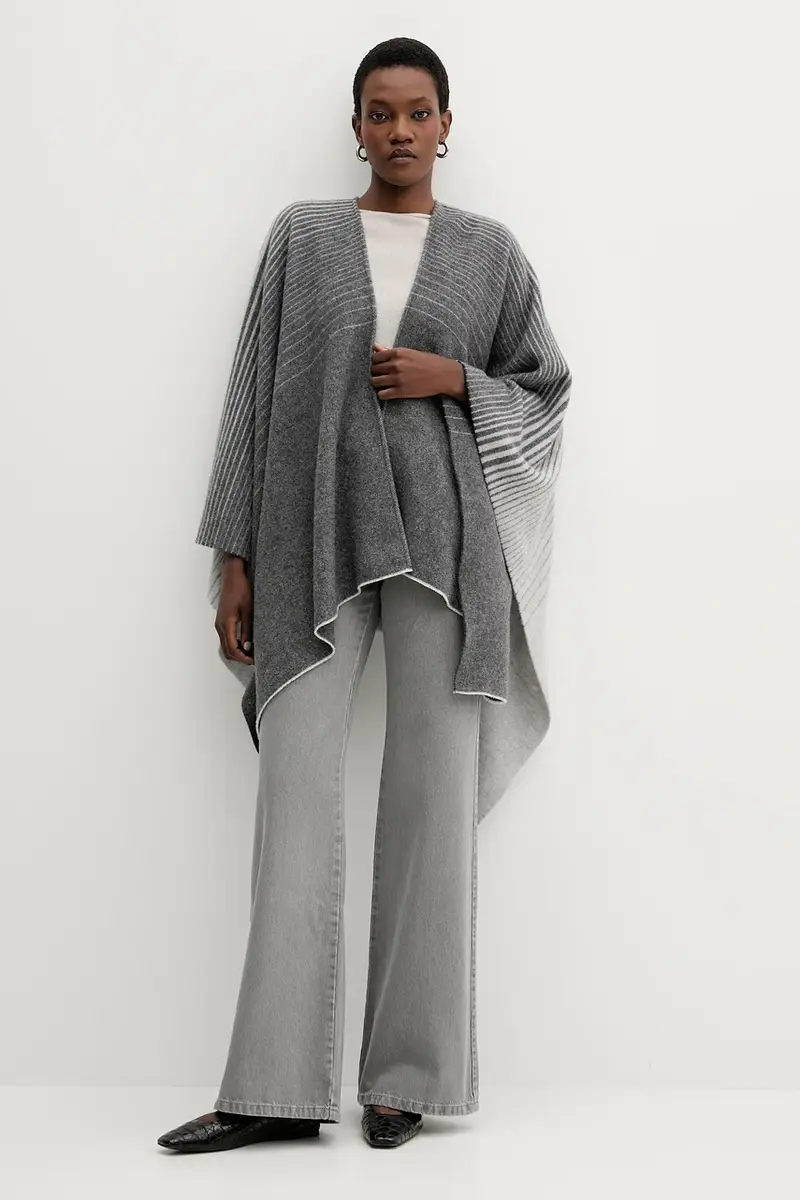 poncho in contone BRENTA colore grigio 2526546028600 miniatura 2