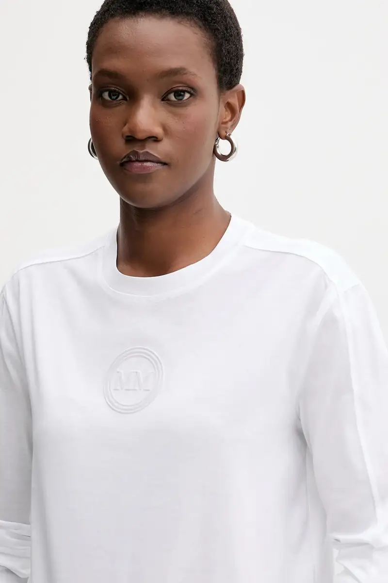 top a maniche lunghe in cotone SORRISO colore bianco 2526946068600 miniatura 4