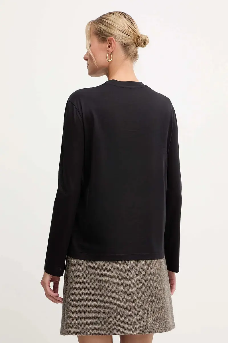 top a maniche lunghe in cotone SORRISO colore nero 2526946068600 miniatura 3