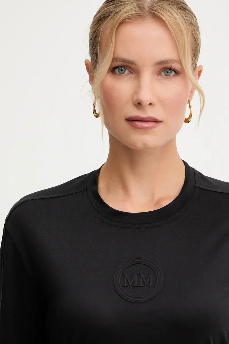 top a maniche lunghe in cotone SORRISO colore nero 2526946068600 miniatura 4