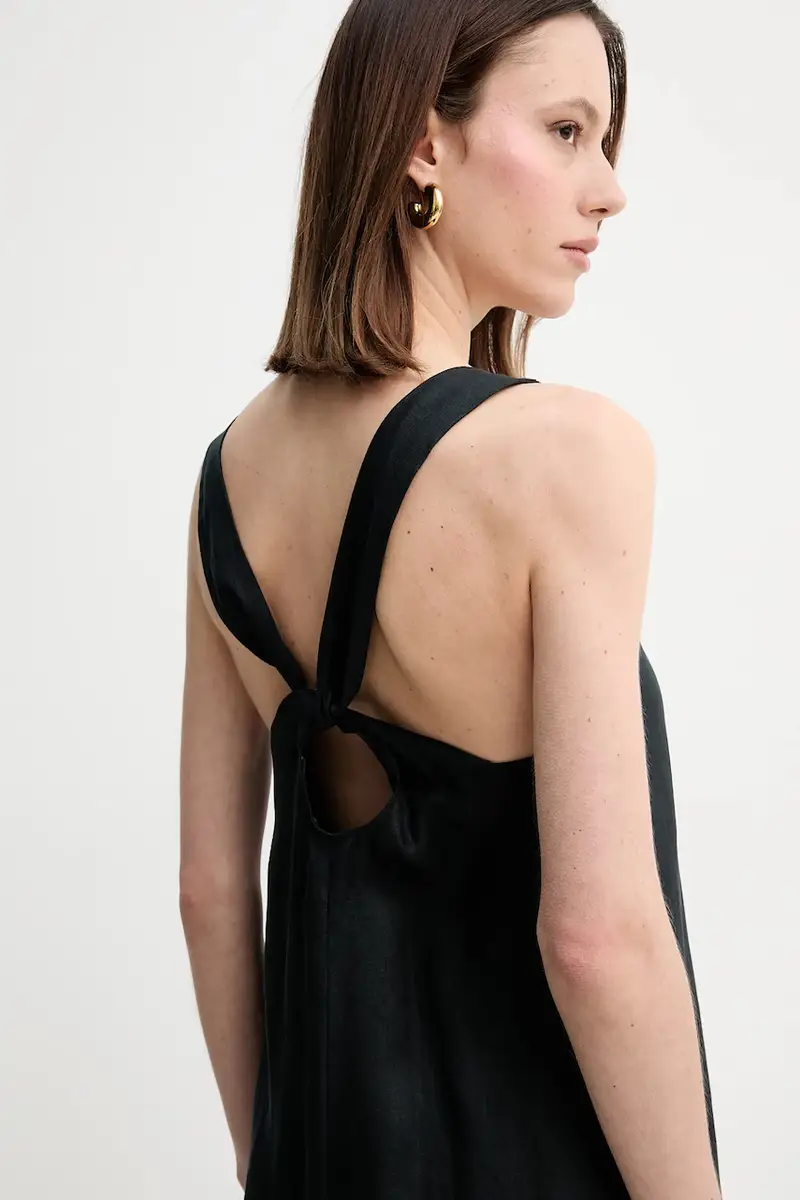 vestito di lino colore nero 2516221018600 miniatura 2