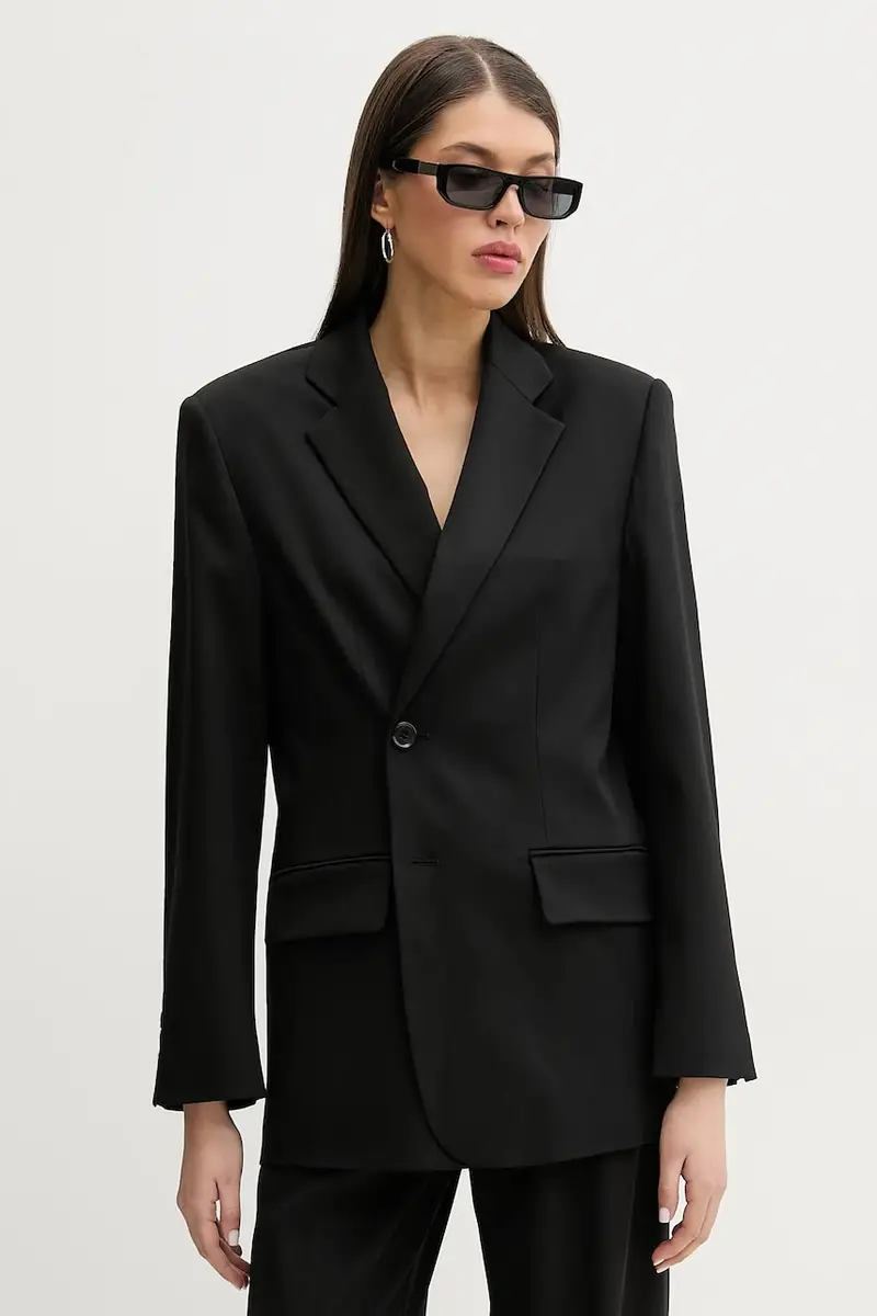 blazer con aggiunta di lana colore nero S52BN0136.M35153