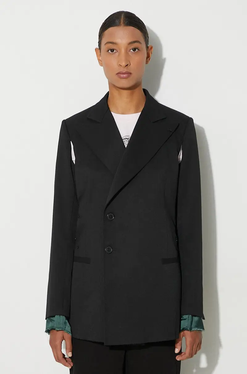 blazer con aggiunta di lana colore nero S62BN0102.S47848