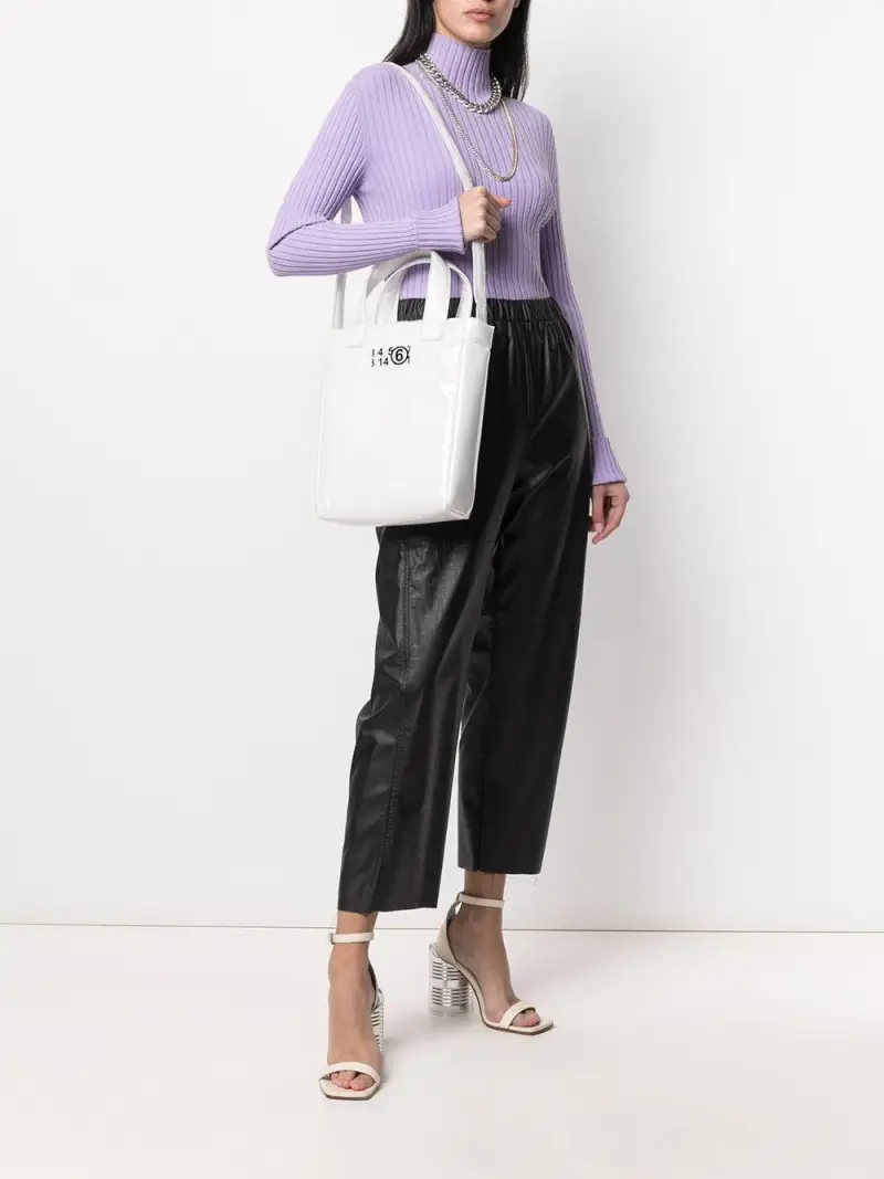 Borsa bianca/gialla plastificata logo numerico Bianco miniatura 2