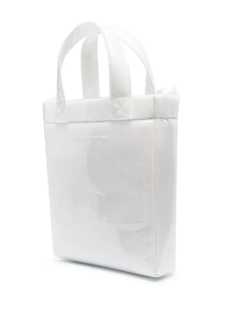 Borsa bianca/gialla plastificata logo numerico Bianco miniatura 3