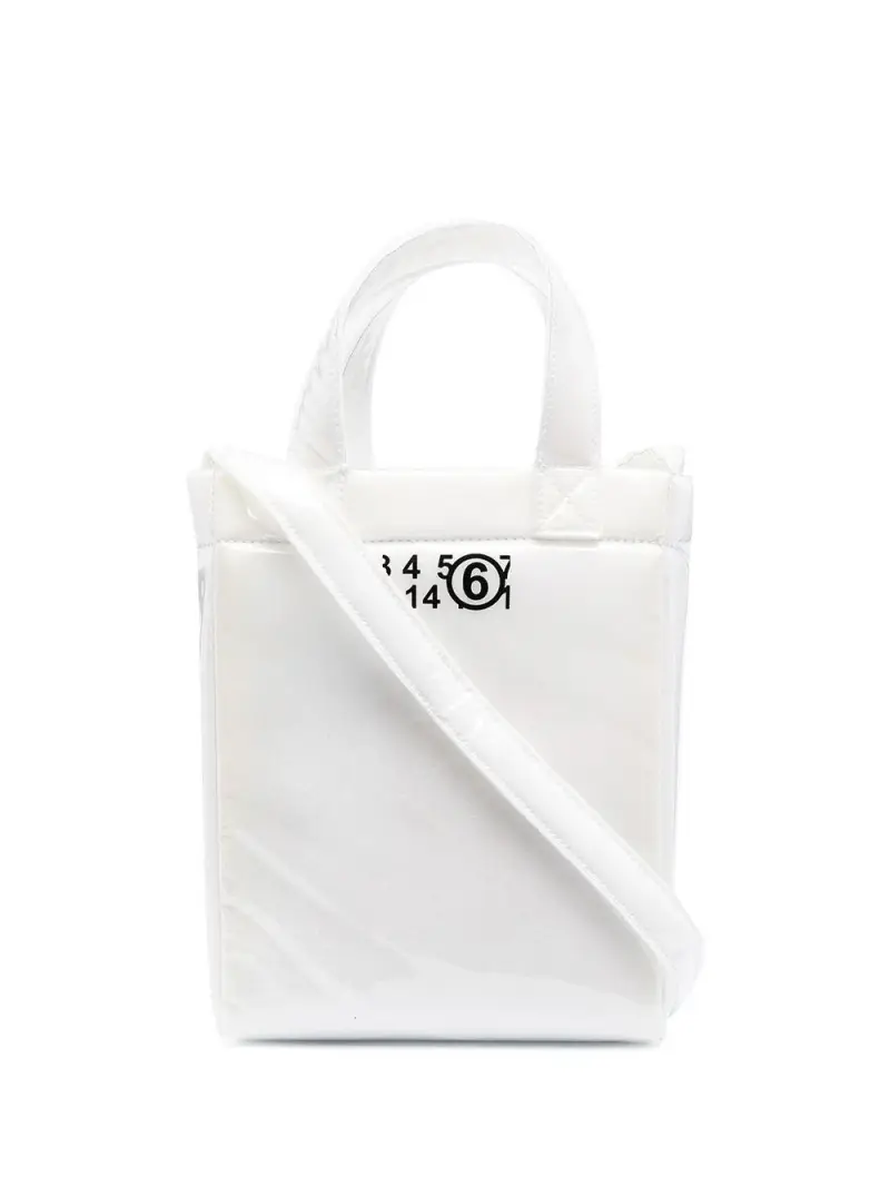 Borsa bianca/gialla plastificata logo numerico Bianco