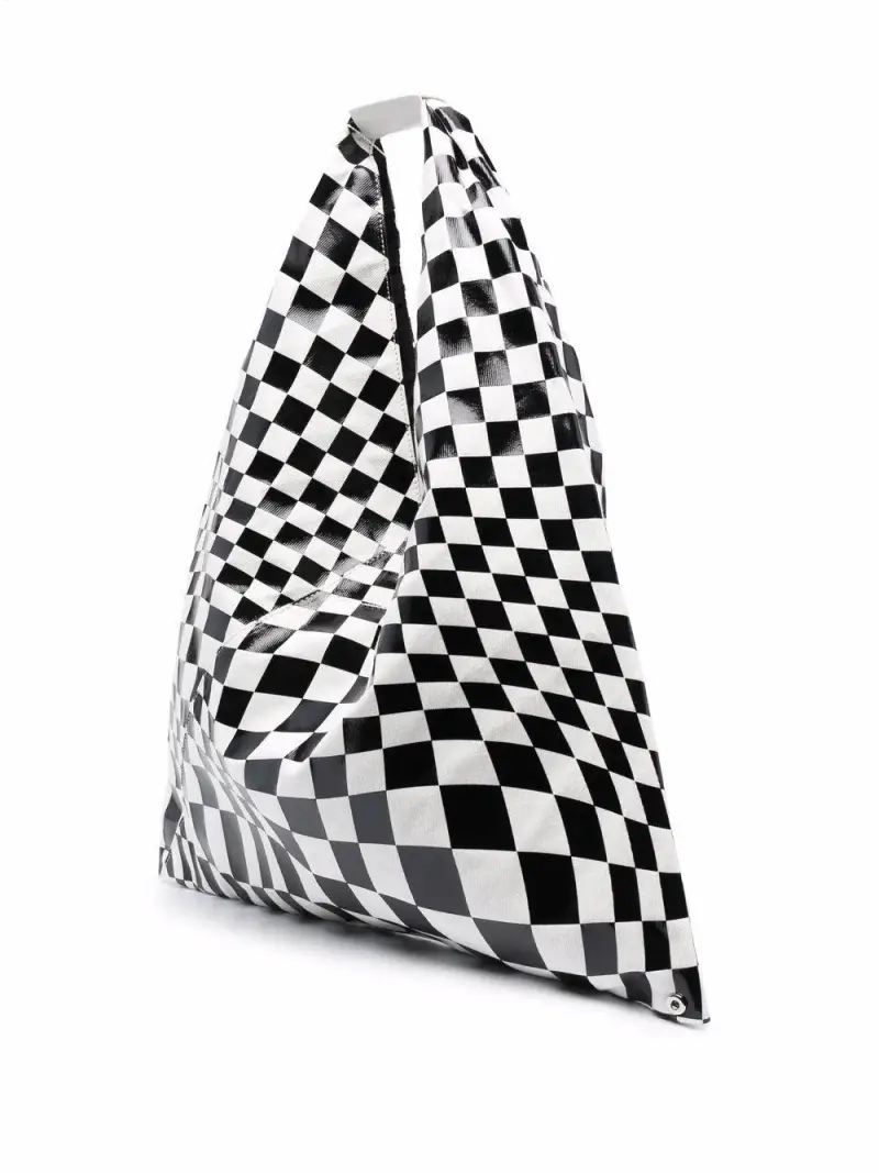 Borsa japanase fantasia a scacchi Bianco miniatura 2