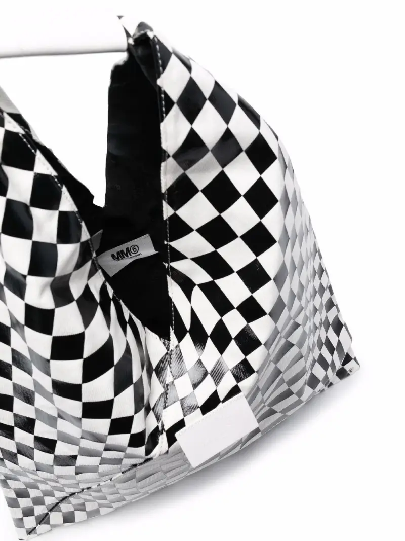 Borsa japanase fantasia a scacchi Bianco miniatura 3