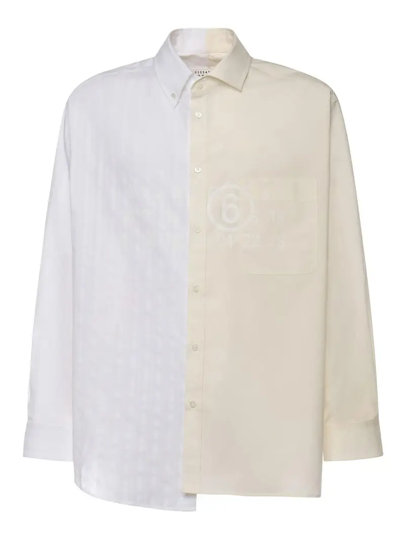 Camicia In Cotone Con Firma Numerica Mm6 Bianco