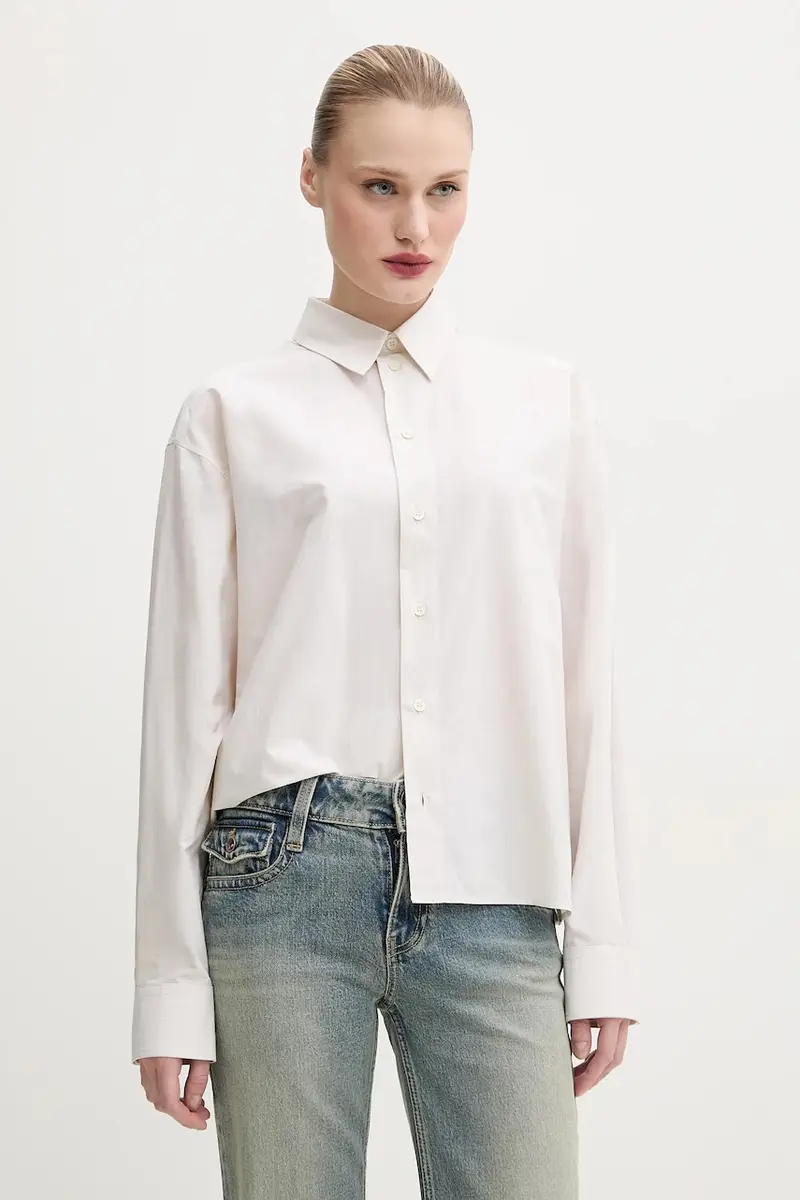 camicia in cotone donna colore beige S52DT0043