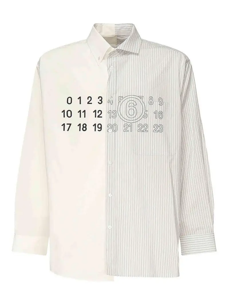Camicia In Popeline Con Logo Bianco