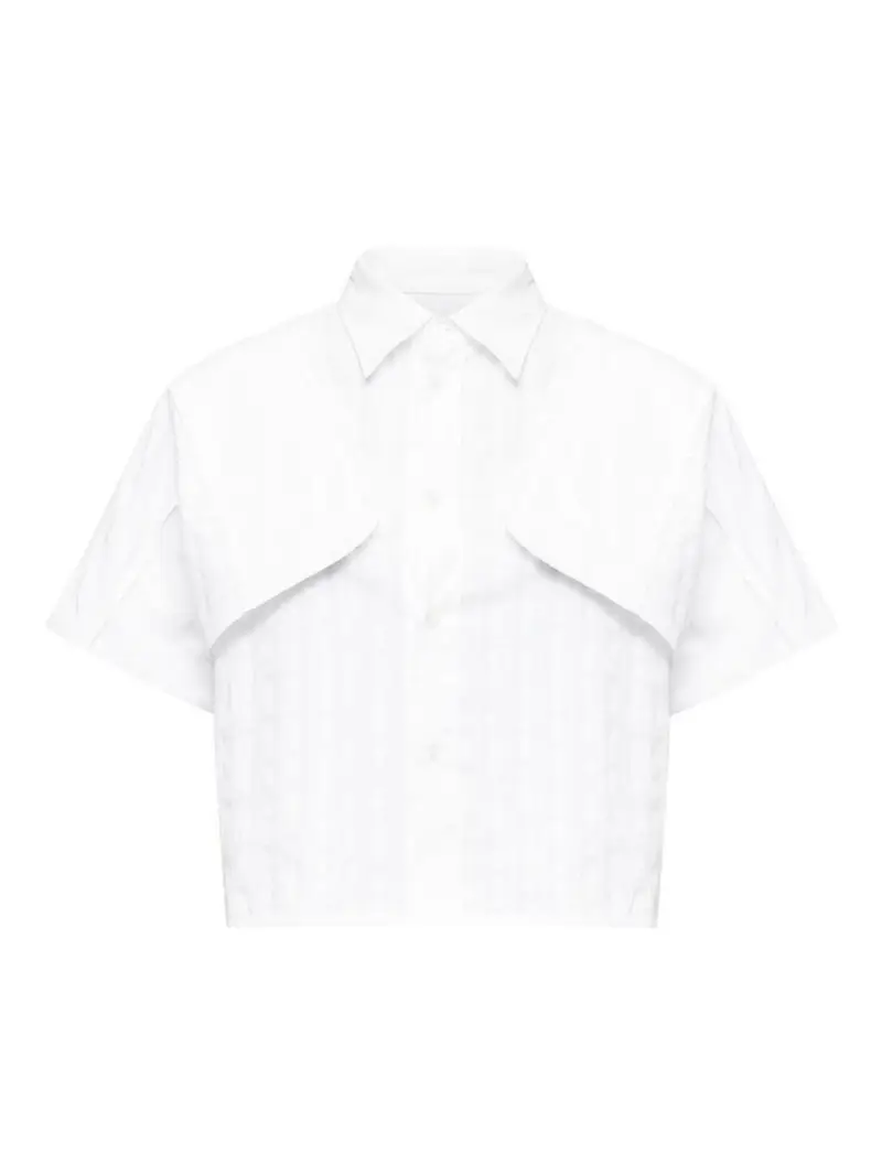 Camicia Jacquard Bianca Grigia Bianco