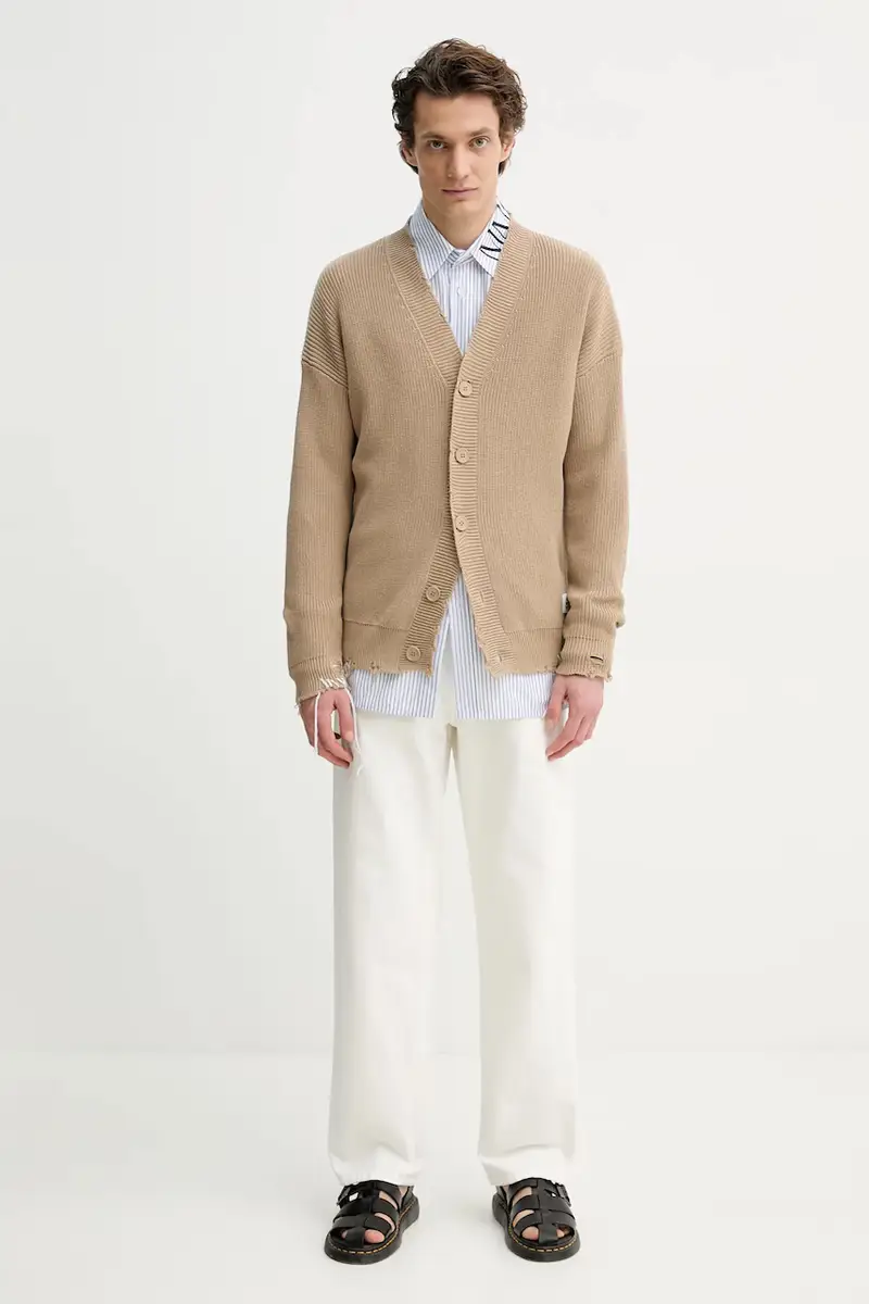 cardigan in cotone colore beige SH0HP0008 miniatura 2