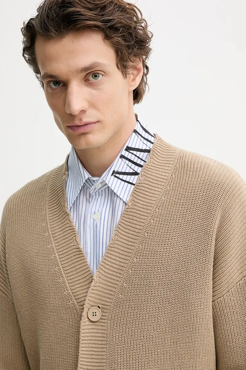 cardigan in cotone colore beige SH0HP0008 miniatura 4