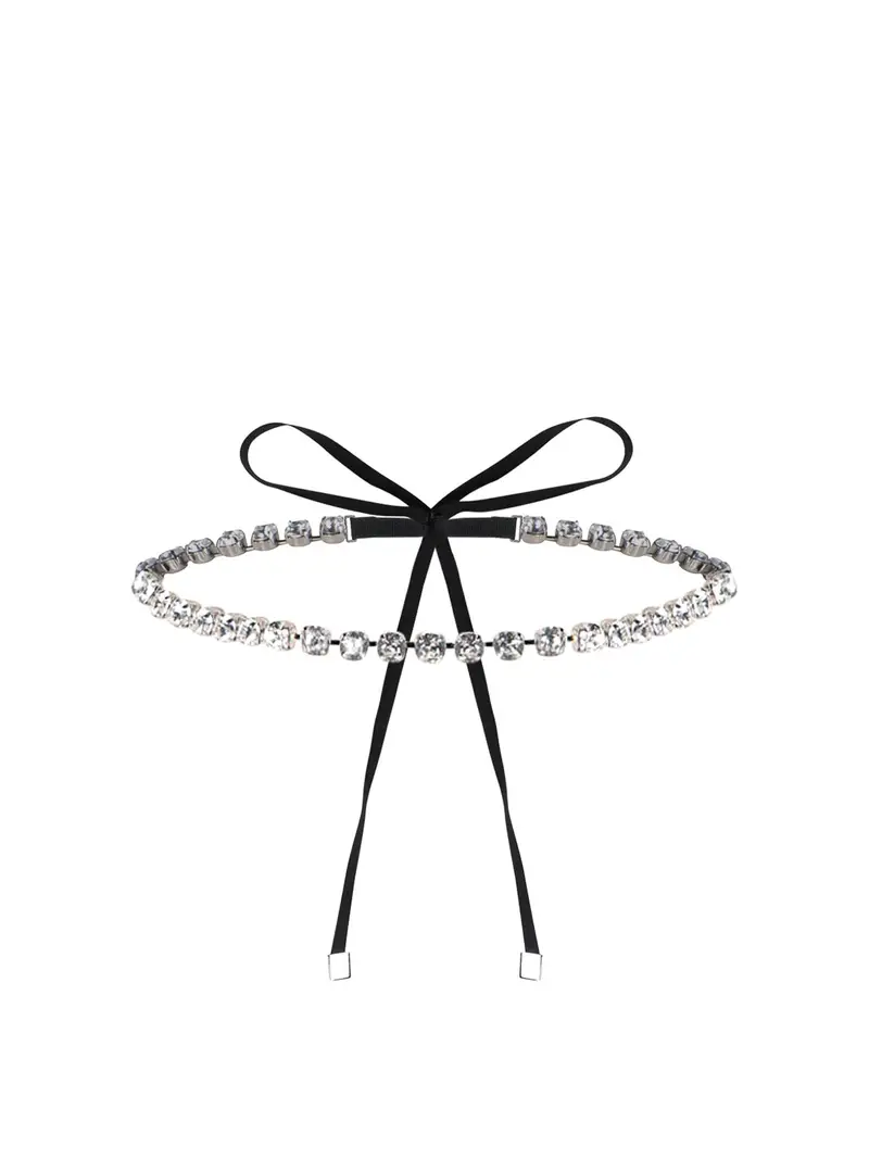 Collana Fiocco Strass Argento