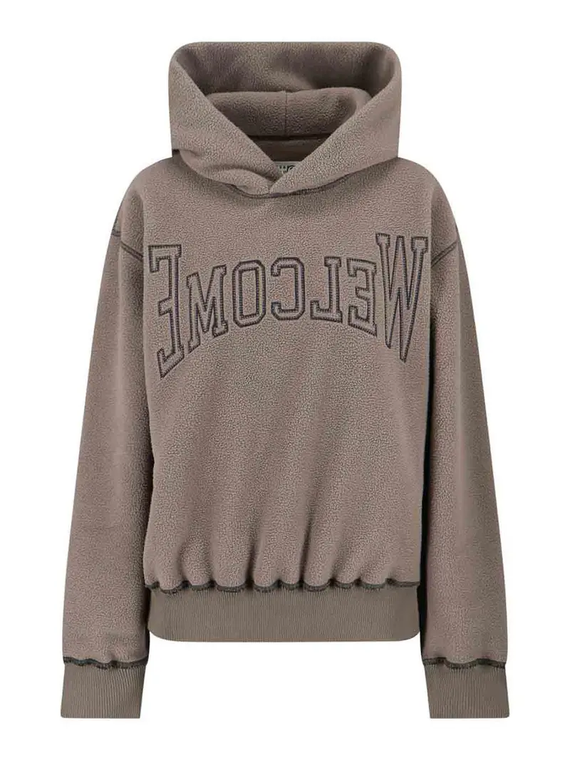 Felpa Cappuccio Logo Beige