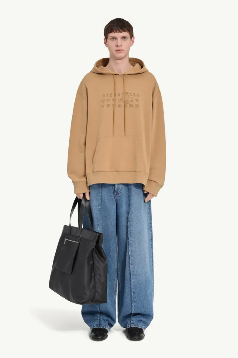 Felpa con cappuccio logo numeric cammello miniatura 2