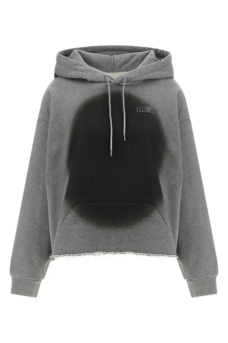 Felpa Con Cappuccio Numeric Signature Mm6 Spray Grigio
