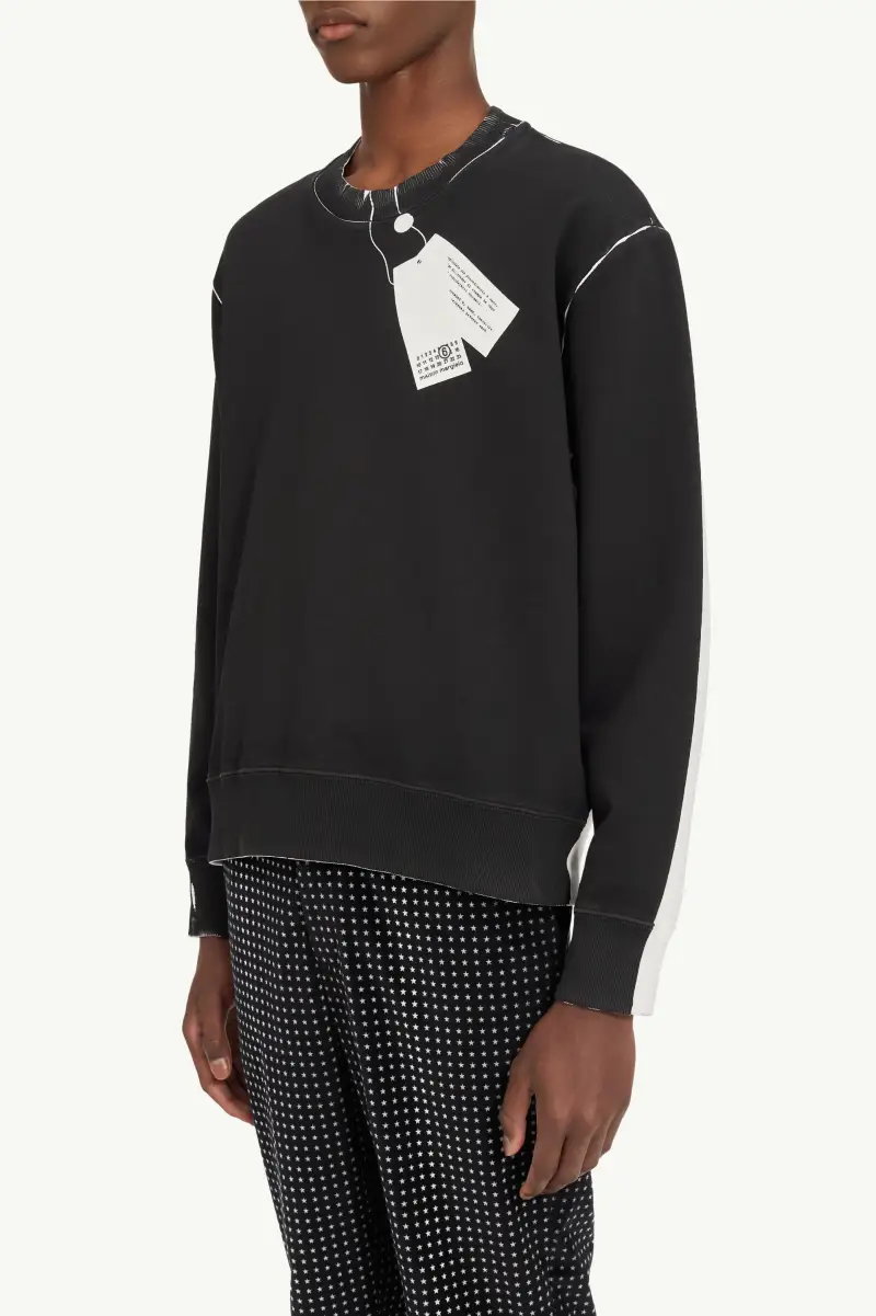 Felpa girocollo con stampa cartellino