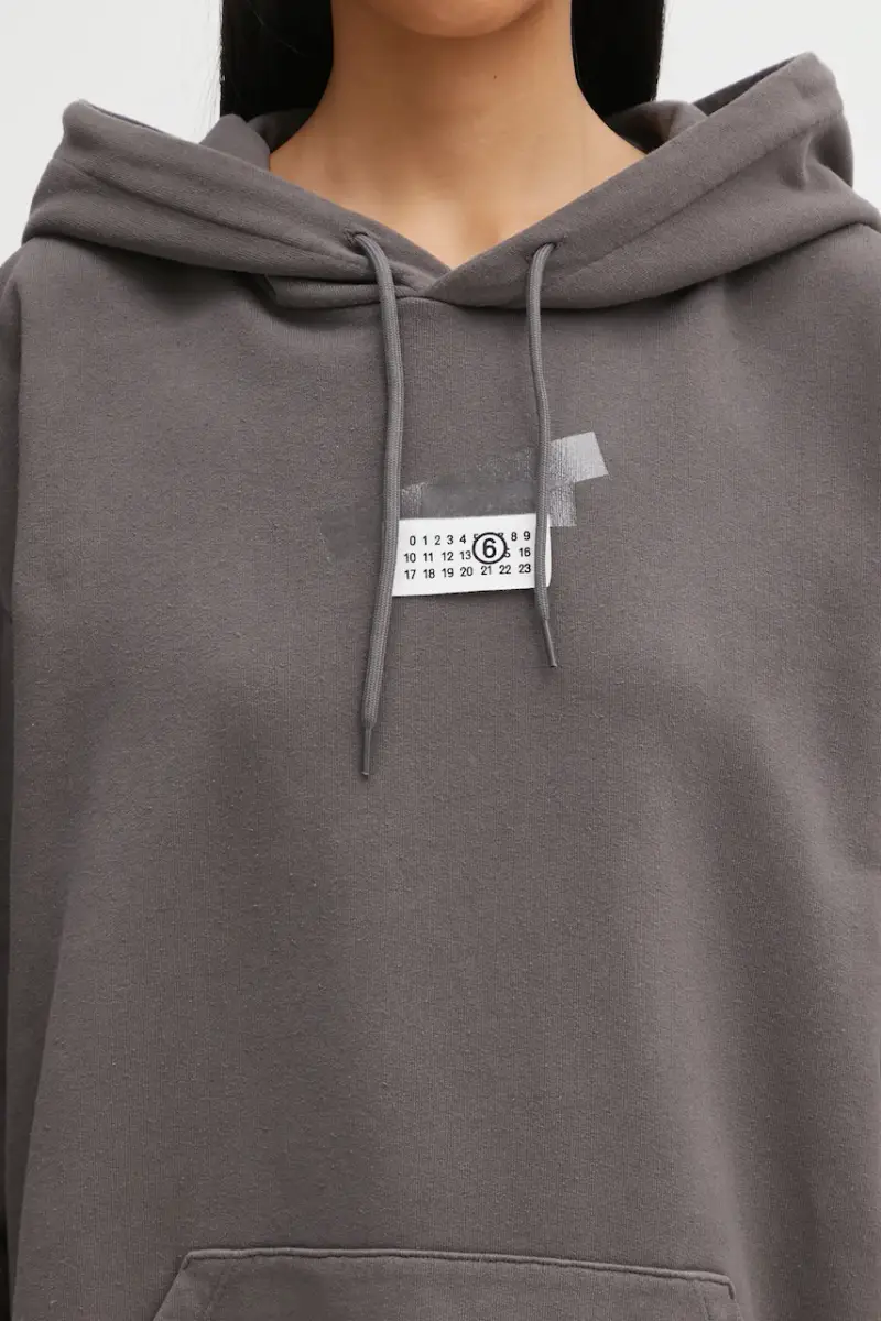 felpa in cotone donna colore grigio con cappuccio con applicazione S62GU0142.M25024.810 miniatura 4