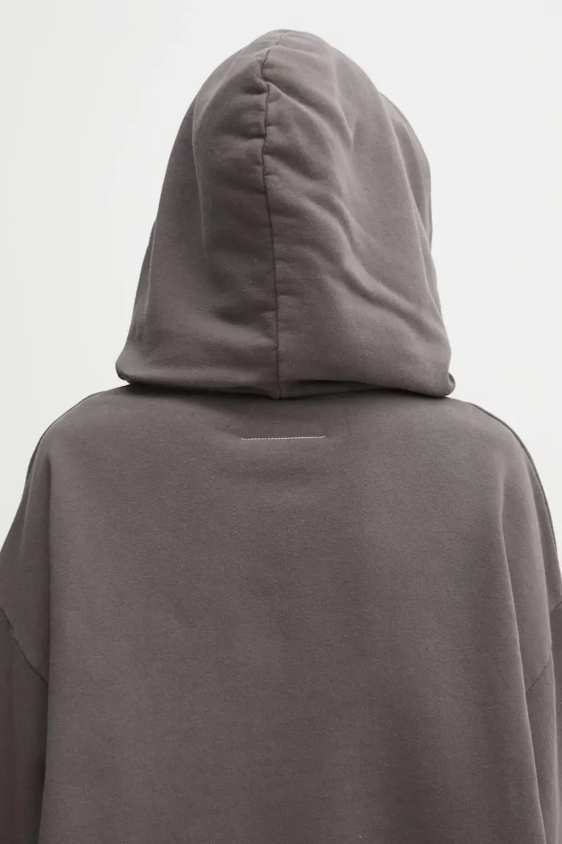 felpa in cotone donna colore grigio con cappuccio con applicazione S62GU0142.M25024.810 miniatura 5