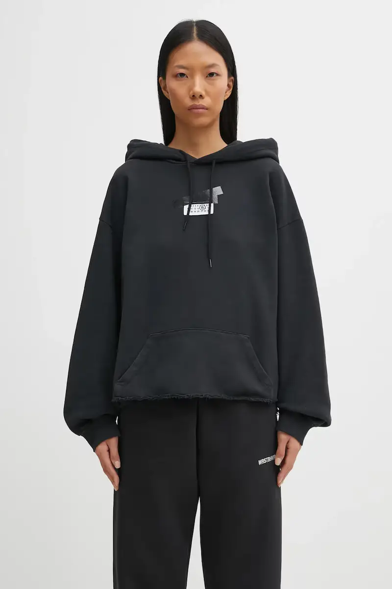 felpa in cotone donna colore nero con cappuccio S62GU0142.M25024.899