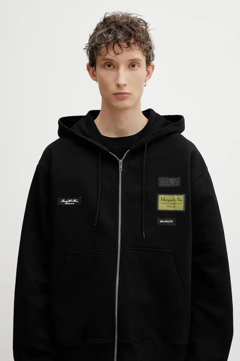 felpa in cotone Nero miniatura 4